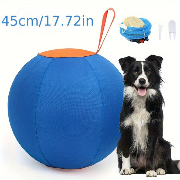 Large Inflatable Herding Ball with Pump - Heavy-Duty Dog Ball with Air Pump for All Breeds, Durable Indoor/Outdoor Play, Training & Herding Games, Easy Inflation, No Batteries/Electricity Required, Safe for Puppies & Adult Dogs, Large Dog Ball for F