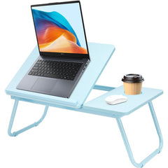 [Cozy Comfort] Versatile Folding Laptop Desk with Cup Holder - 5-Level Adjustable Tilt, Portable & Sturdy Wooden Frame, Ideal for Reading, Studying & Serving Breakfast in Bed - Available in Black, Walnut, Natural, Pink