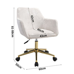 Velvet Office Swivel Chair, Vanity Chair, Pretty Fancy Desk Chair, Office Chair for Girls, 360° Swivel Height Adjustable Reception Chair Gold Base