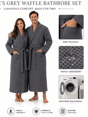 Unisex Waffle Bath Robe Luxury 100 Egyptian Cotton Soft Hotel Quality Dressing Gown Spa Shawl Lightweight Sleep Nightwear Collar Robe Size S-XL