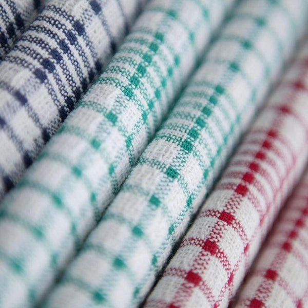 Checked Tea Towels Dish Cloths Pack of 5 Cotton Towels Quick Dry Large Size 50x75cm
