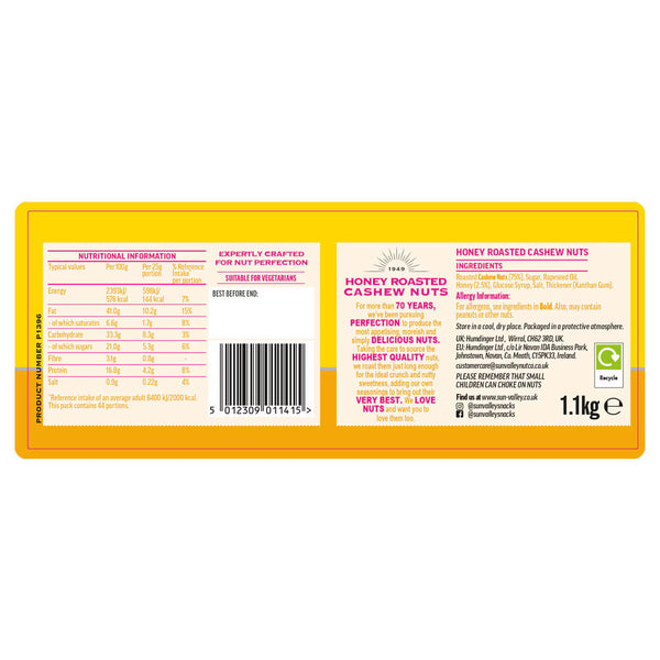 Sun Valley Honey Roasted Cashews, 1.1Kg