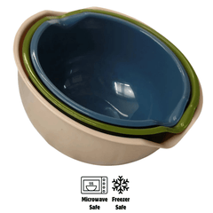 3-Piece Mixing Bowl Set – Nesting Kitchen Bowls with Pouring Spouts | Multi-Colour Prep and Serving Bowls in Three Sizes (2.5L, 2L, and 1.5L)