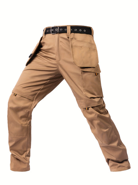 Men's Elastic Cargo Pants with Multiple Pockets, All-Season Style, 1pc