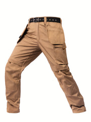 Men's Elastic Cargo Pants with Multiple Pockets, All-Season Style, 1pc