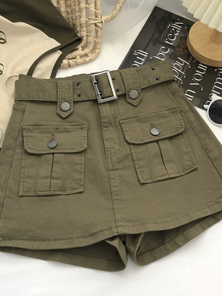 [Summer Women's Clothing Sale]Hip-wrapped A-line Short Skirt - with Belt And Multi-pocket Denim Skirt Short Skirt - Summer Women's Clothing All-match Suitable for Daily Wear