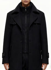 New Autumn And Winter 802 Detachable Double-Layer Collar Thick Velvet Blend Overcoat for Men