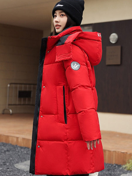 Sophisticated Winter Coat for Women Featuring a Hood And a Full Zipper, Perfect for Chilly Days. This Long-Sleeve Jacket Offers a Tailored Fit And Is Suitable for Both Outdoor And Everyday Travel. Dry Clean Only, Made with High-Quality Materials