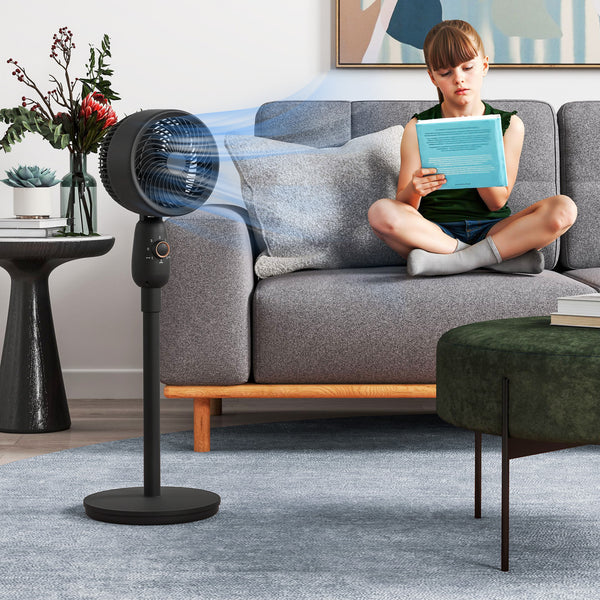 Pedestal Fan, Powerful Air Circulator, 12 Inch Floor Standing Fan with 3 Speed Settings, Oscillating Function for Bedroom, Home and Office, Grey, Adjustable Head, Safe Design, Versatile Use
