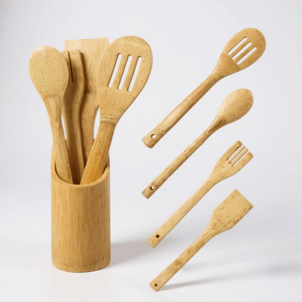 Premium 5pcs Wooden Cooking Utensil Set | Durable Non-Stick Kitchen Tools | Wooden Spoons & Spatulas for Everyday Cooking
