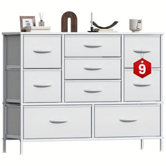 Stylish Large 9 Drawers Dresser with Durable Metal Frame, Scratch-Resistant MDF Top, And Spacious Fabric Drawers - Tall Chest Of DrawersPerfect for Elegant Bedroom, Cozy Living Room Or Functional Office Use