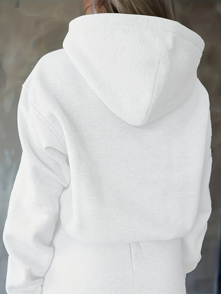Women'S Two-Piece Casual Outfit, Featuring a Warm Hooded Sweatshirt with Letter Patterns