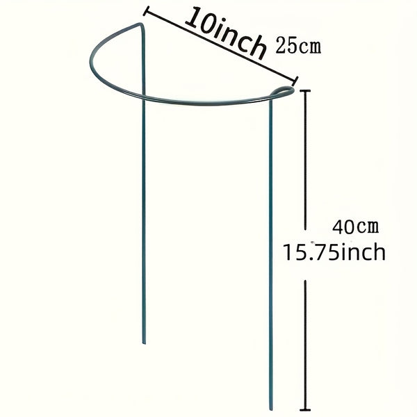 HiGift 8pcs Plant Support Stakes, Semi-Circular Metal Garden Cultivation Trellis for Indoor Peony Cages and Supports, Tomato and Hydrangea Outdoor Green Plant Support Rings, Width 25.4cm X Height 40.96cm