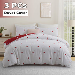 3pcs Reversible Polka Dot Duvet Cover Set – Hotel Quality, Soft & Breathable Microfiber, with Pillowcases, Button Closure, Machine Washable, Wrinkle Free & Durable