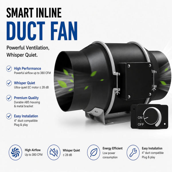 Silent Inline Exhaust Fan, Suitable for Ventilation in Bathrooms And Hydroponic Systems
