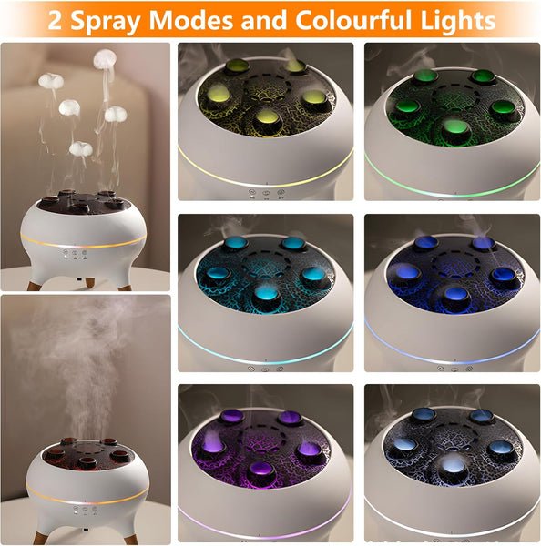 Essential Oil Diffuser for Bedroom, 250Ml Jellyfish Mist Flame Aromatherapy Air Humidifier, Aroma Diffuser with 8 Colour LED Lights, Timers, Waterless Auto Shut-Off