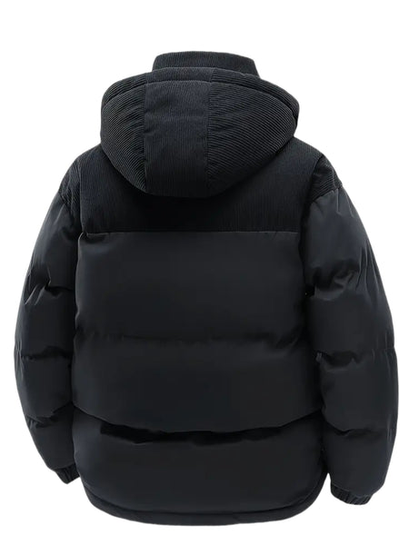 New Men'S Autumn And Winter Thick Corduroy Jacket Casual Warm Coat - Hooded Jacket, Detachable Hood, Warm And Cold-Proof Overcoat, Suitable for Daily And Formal Occasions, Easy-Care Hand Wash Design, Winter Formal Wear, Durable Material