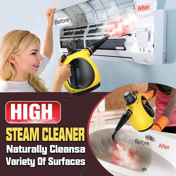 Handheld Pressurized Steam Cleaner with 11-Piece Accessory Set, Multi-Surface Steamer for Cleaning