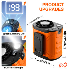 Rechargeable Waist Fan, 5-In-1 Portable Clamp Fan, 199 Speed Settings, with LED Digital Display, Night Light, 5 Blades, Lightweight And Quiet Personal Fan, Father'S Day Gift, Suitable for Office, Walking, Traveling And Outdoor Work