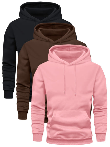 3 Counts Hooded Sweatshirt Men'S Light Version New Fleece Men'S Casual Versatile Fashion Trendy Brand Pullover Hoodie Mixed 3pcs Set
