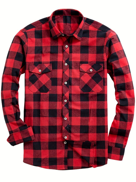Men's 3pcs Fashion Casual Flannel Plaid Shirts for All Seasons