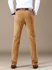 Men's Four-Season Corduroy Slim Fit Straight-Leg Casual Trousers