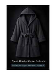 Men'S Hooded Cotton Bathrobe – Ultra Soft Terry Cloth Spa Robe with Adjustable Belt & Deep Pockets – Knee Length Luxury Home & Hotel Dressing Gown