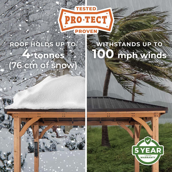 Backyard Discovery Barrington 14Ft X 12Ft (4.3 X 3.7M) Wooden Gazebo with Peaked Galvanised Steel Roof