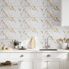 10/20/30/40PCS Marble Effect Tile Stickers 30x60cm - Self Adhesive PVC Wall Panels, Waterproof & Oil-Proof for Kitchen Backsplash, Bathroom & Bedroom Decor