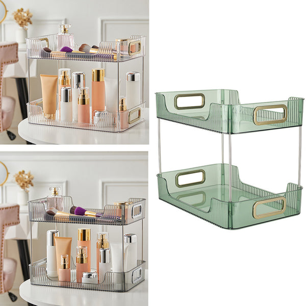 Grey/Clear/Green Stackable Makeup Storage Box with Modern Acrylic Design, Cosmetic Display Organizer for Office Desk and Dressing Table, Practical Desktop Organizer Rack for Jewelry and Lipstick, Perfect Gift Idea for Women and Girls