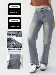 【Tall】KatchMe Women's Wide Leg Jeans - Mid Rise Relaxed Fit Denim Pants, Soft Stretch Comfortable Trousers for Fall & Winter, Streetwear Casual Bottoms