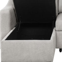 Coddle Aria Beige Fabric Convertible Sofa Bed with Chaise