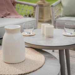 Maze Monaco 3 Piece Deep Seating Corner Patio Set in Cool Linen