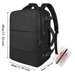 Large 45x36x20 Black Laptop Backpack for Women, Cabin Bag for EasyJet Underseat Use, Carry On Rucksack with Shoe Pouch, Organiser Pockets for Office, School, Travel and Daily Commute