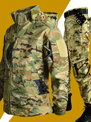 Men'S Outdoor Camouflage Jacket And Pants Set. Long Trousers, Cargo Pants for Men, Suitable for Spring And Autumn. Features Multiple Pockets, Zipper, And Mesh Fabric. Ideal for Fishing And Hiking