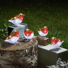 Marco Paul 5 Pack LED Robins Christmas Decorations Battery Operated String Lights with Auto Timer Indoor & Outdoor Festive Xmas Bird Ornaments Novelty Seasonal Home Décor