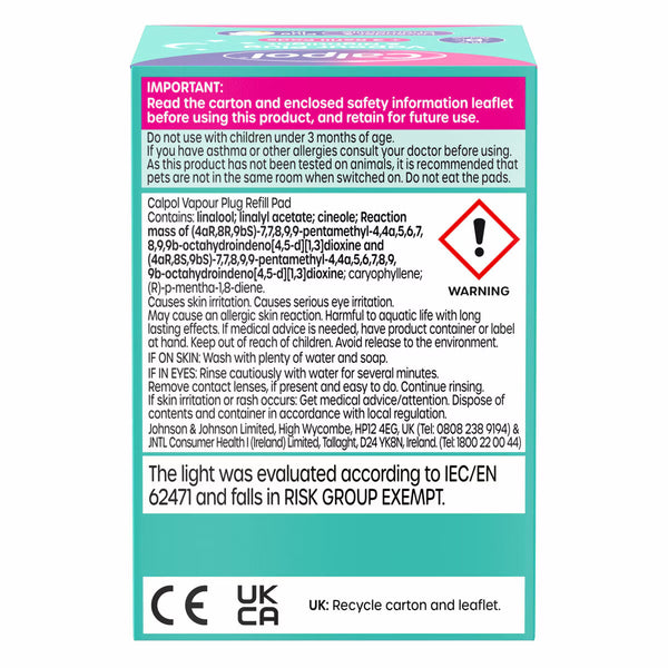 Calpol Vapour Plug in & Nightlight, + 30 Refill Pads, Lavender & Chamomile