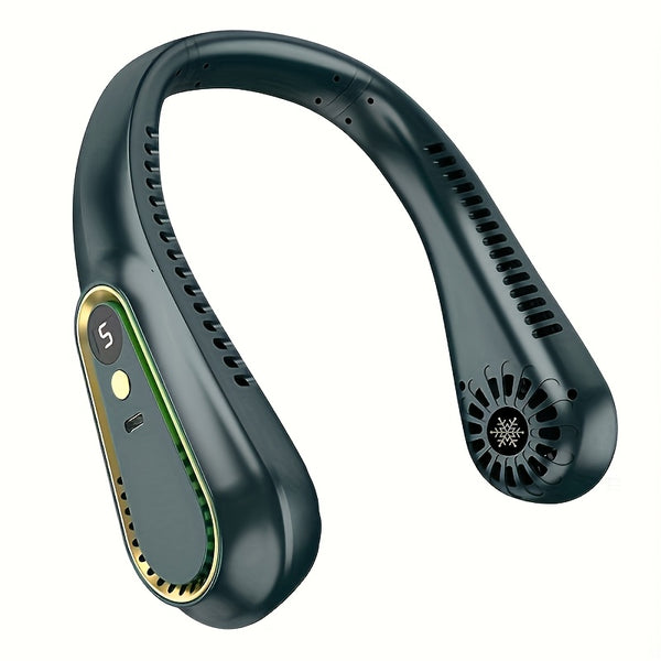 Sports & Office Companion: Mini Bladeless Neck Fan, Ultra-Long Battery Life, 5 Gear Adjustable, Silent, USB Charging with Digital Display