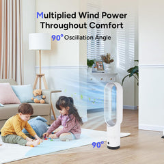  Bladeless Tower Fan 25 Inch, 6-In-1 Cooling Air Purifier Fan with Oscillation, Timer, 10 Speeds, Powerful & Quiet Portable Floor Fan for Office Bedroom (Gold)
