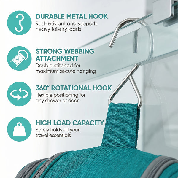 Hanging Toiletry Bag Women Large Travel Makeup Bag Organizer Bag with A PVC Compartment for Essentials Accessories Cosmetics Roomy Toiletries Bag Gift Best Toiletry Bag for International Travel Christmas Gifts