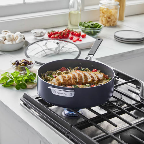 Greenpan Saute Pan with Lid, 30Cm in Grey