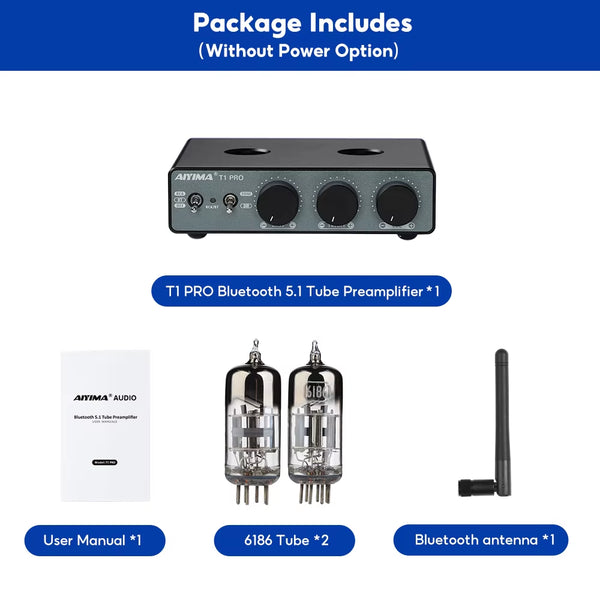 T1 PRO Vacuum Tube Preamplifier Amplifiers Home Audio RCA Bluetooth Input Bass Treble Control Hifi Stereo AUX 12V Trigger