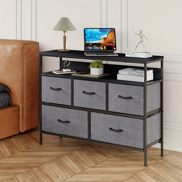 A Multi-functional Bedroom Furniture Piece Featuring A 5-drawer Dresser, TV Stand, Large Storage Cabinet, And A Closet Organizer With Fabric Drawers All Designed For Efficient Storage And Organization In Your Living Space 100x30x80cm