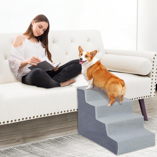 Anti-Slip Dog Steps with Removable Washable Cover for Smaller Elder Pets Sturdy Steps for Dogs