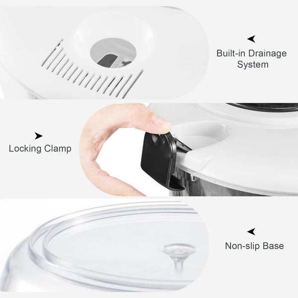 Salad Spinner 3.5 Litre Plastic Lettuce Dryer Vegetable Washer with Non-Slip Base, Dual Function Serving Bowl Strainer Easy One Hand Operation for Healthy Eating