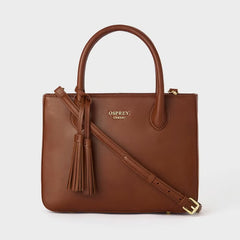 Osprey Belgravia Leather Crossbody Grab Bag in Brown
