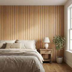 1pc 3D Imitation Wood Grain Grille Wall Panels, 300*40cm, Self-adhesive Vertical Stripe Wall Stickers, Peel and Stick, TV Background Decoration Stickers for Bedroom and Living Room, Kitchen and Bathroom Wall Renovation Stickers, Ideal for Renovating Livin
