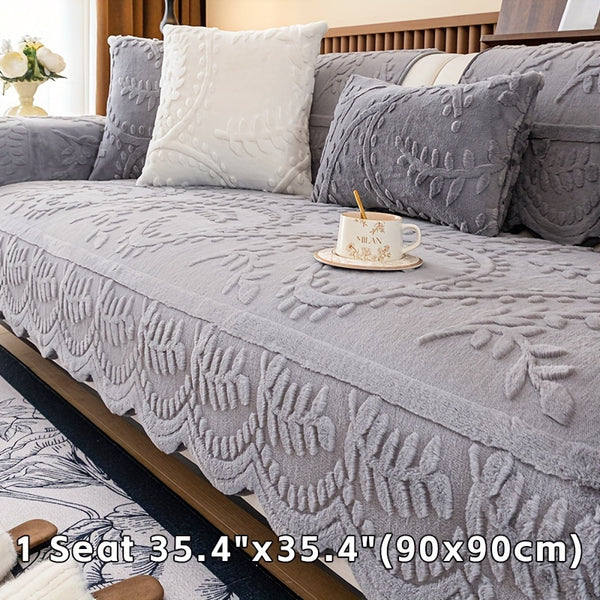 1pc Heavy-Duty Sofa Cover - Beige Floral & Leaf pattern, Non-Slip Couch Protector with Pet-Friendly One-Piece Design, Machine Washable for Living Room, Bedroom, Office - Fits Most Single/Double/Three/Four-Seater Sofas - Modern Home Decor, Sofa for Living