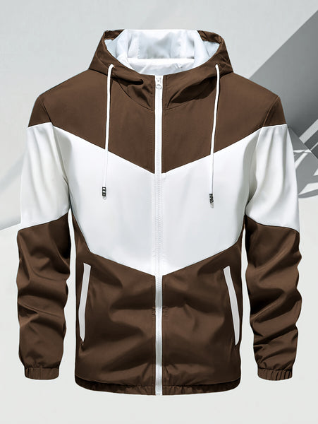 Men'S Casual 2pcs Athletic Set Unisex Couple All-Season Spring Autumn Loose Color-Block Athletic Outfit Hooded Sweater Zip-Up Jacket Long Sleeve Outerwear Long Pants Jogging Trousers Gym Workout Running Outdoor Set Elastic Pants Hoodie Top And Botto