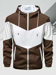 Men'S Casual 2pcs Athletic Set Unisex Couple All-Season Spring Autumn Loose Color-Block Athletic Outfit Hooded Sweater Zip-Up Jacket Long Sleeve Outerwear Long Pants Jogging Trousers Gym Workout Running Outdoor Set Elastic Pants Hoodie Top And Botto
